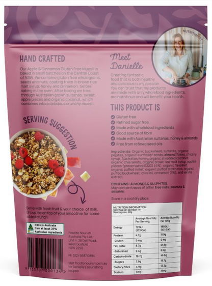 Food To Nourish Gluten Free Muesli Apple & Cinnamon 400g - Gluten Free